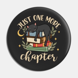 Just One More Chapter Cute Cat Book Lover Pin