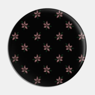 Elegant Pink Winter Flower Black Pattern Pin