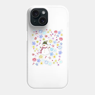 Colourful Snowman doodle design Phone Case