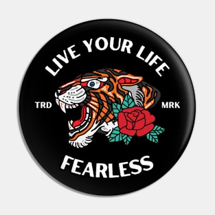 Fearless Tiger Head Tattoo Pin