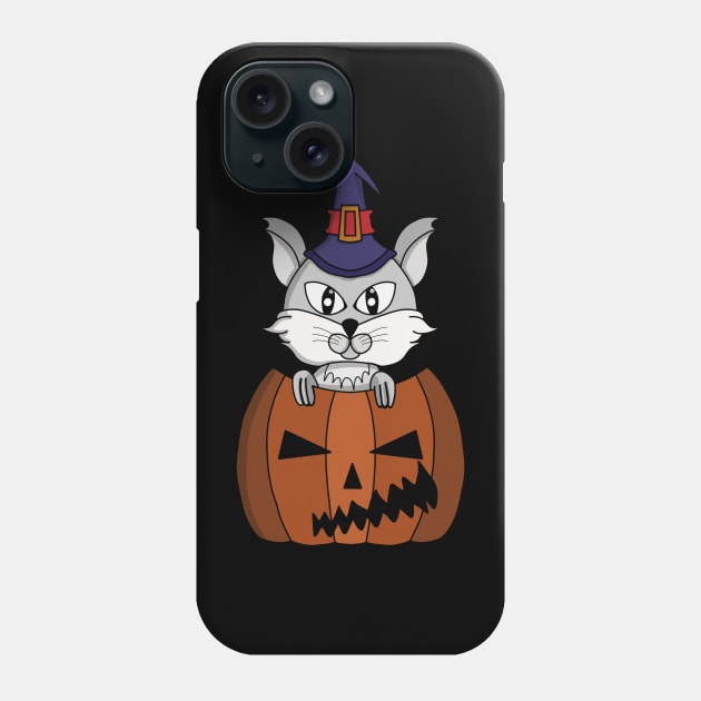Pumpkin Witch Cat on Halloween Phone Case by DiegoCarvalho
