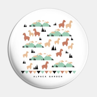 Alpaca Garden Illustration Pin