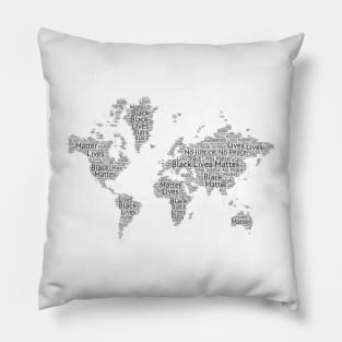 Black Lives Matter World Map Typography - White Pillow