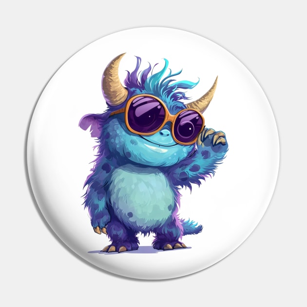 Cute Fluffy Monster Pin by Obotan Mmienu