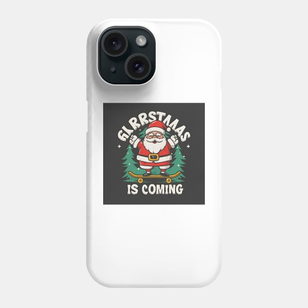 Santa on skateboard Phone Case by NatureFan