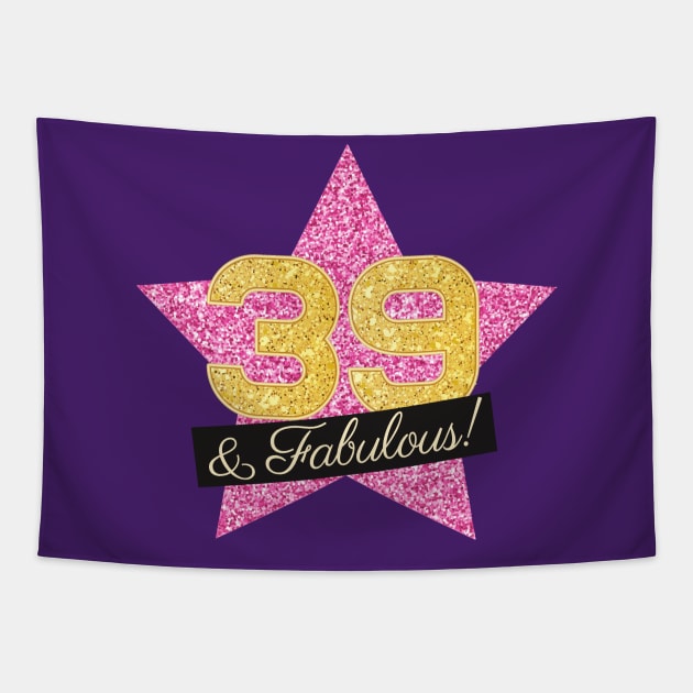 39th Birthday Gifts Women Fabulous - Pink Gold Tapestry by BetterManufaktur