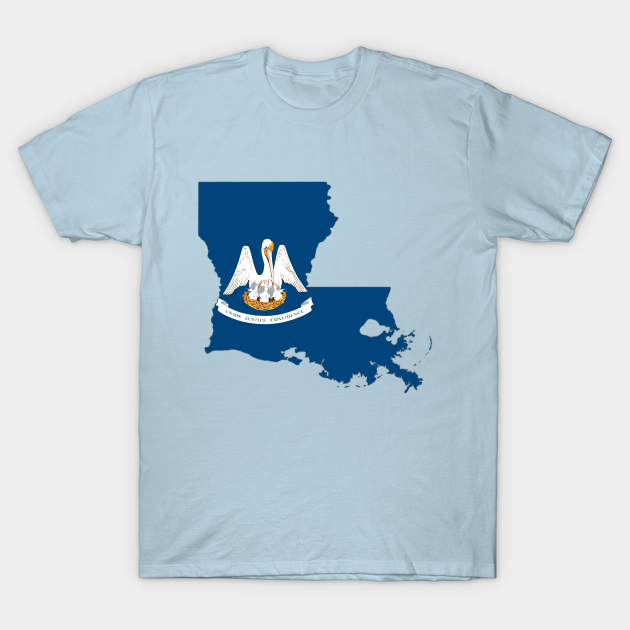 Louisiana state Flag inside Map of Louisiana, USA - Louisiana Flag Map - T-Shirt