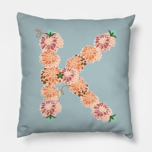 Letter K Floral Pillow