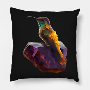 Fantasy Crystalline Hummingbird Pillow