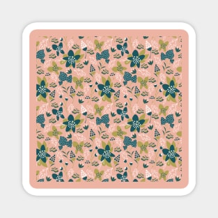 Retro coral garden pattern Magnet