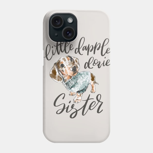 Chocolate Dapple Doxie Sister Phone Case by stuckyillustration