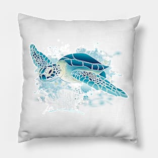 Sea Turtle - Blue 02 Pillow