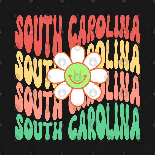 South Carolina Groovy Daisy Wanderlust Travel State by Lavender Celeste