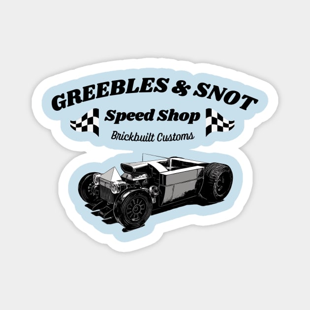 Greebles & Snot Speed Shop Hotrod Roadster Magnet by coldwater_creative