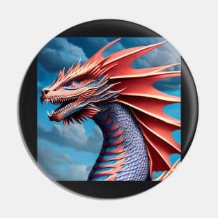 Ferocious Orange and Blue Scaled Dragon Pin