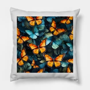 Monarch Butterflies Watercolor 15 Pillow