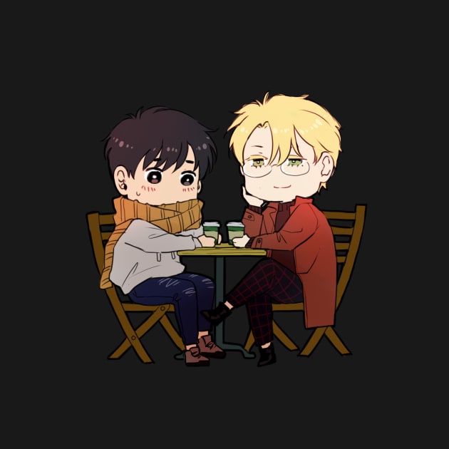 Banana Fish - Chibi Ash and Eiji at the Cafe by MykaAndSalmon