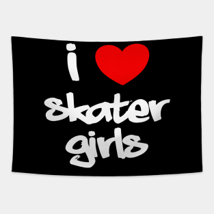 I Heart Skater Girls (Graffiti, white text) Tapestry