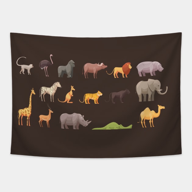 Wild animals Tapestry by King Tiger