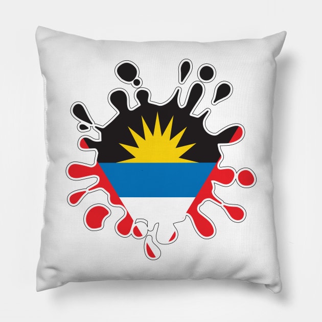 Antigua and Barbuda National Flag Paint Splash Pillow by IslandConcepts