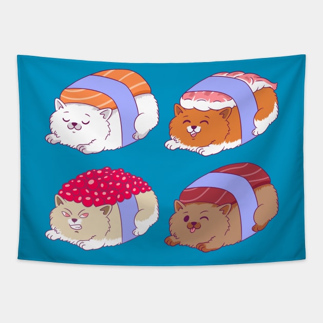 Sushi Cat Tapestry by Illustrasikuu