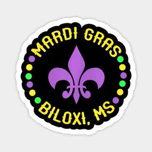 Mardi Gras Biloxi Mississippi Fleur De Lis Beads Ms Magnet