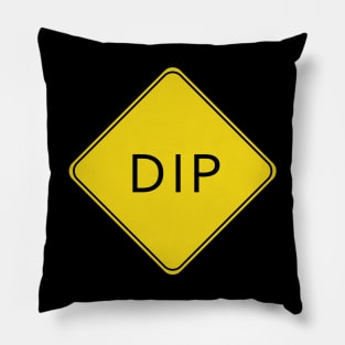 Caution Road Sign Dip Pillow