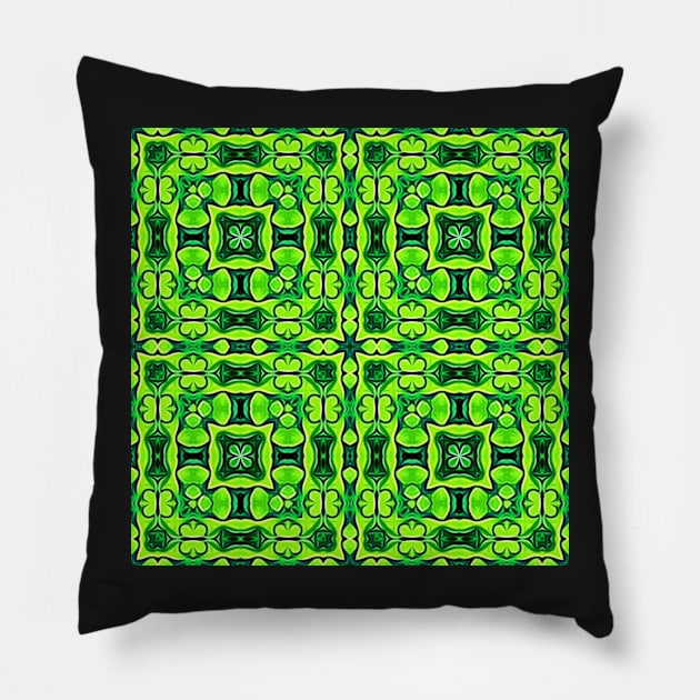 Pretty Green Leaves Lucky Clover Greenery Pattern 7 Pillow by BubbleMench