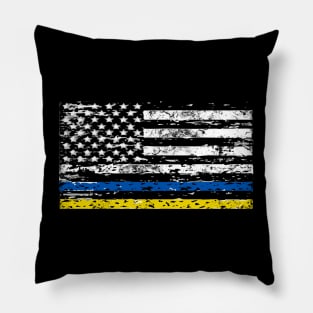 Ukraine American Flag Ukrainian American Gift Pillow