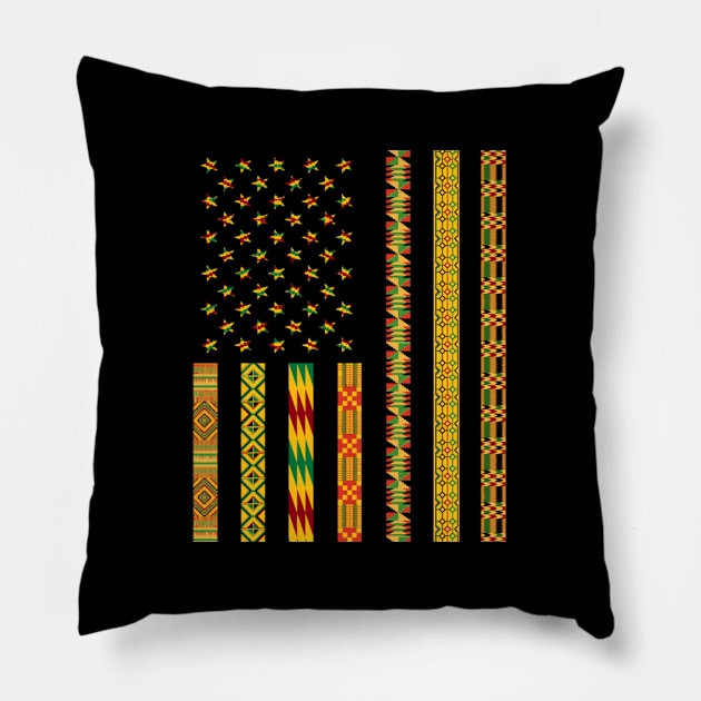 African Kente Fabric Usa Dashiki Pillow by HypeRamen