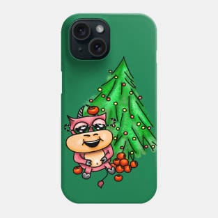 Christmas funny colored bull. Phone Case