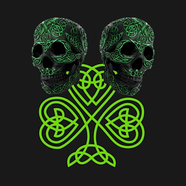 Shamrock St Patricks Day Irish Celtic Knot Skulls by Atteestude