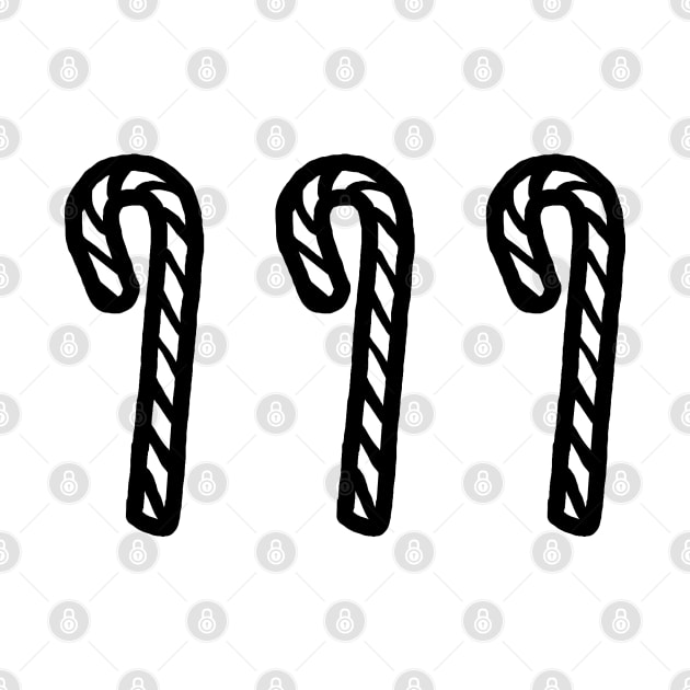 Three Christmas Candy Canes Line Art by ellenhenryart