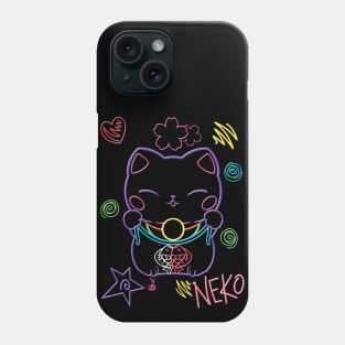 Neon Neko (1) - Cute neon light Japanese beckoning cats to bring you good luck Phone Case