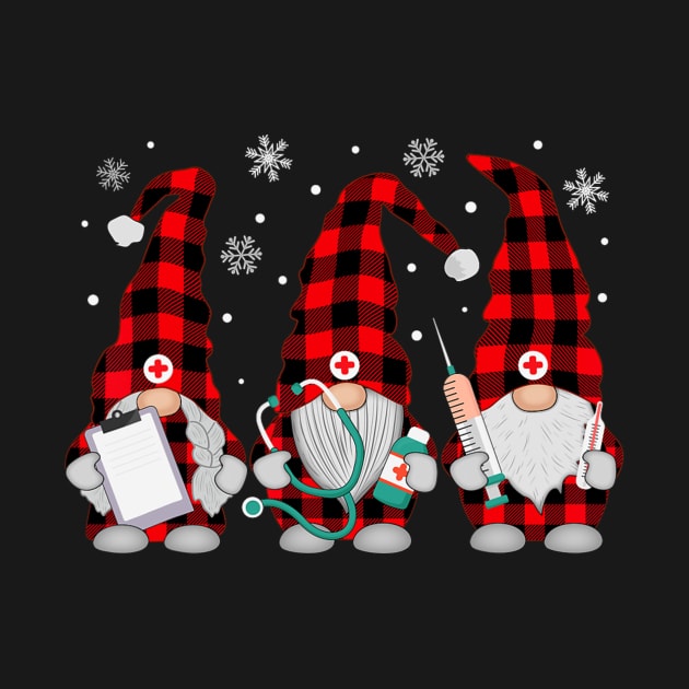 Nurse Christmas Gnome Cute Xmas Red Plaid Nurses by rivkazachariah