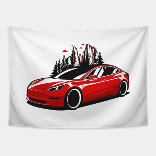 Red Model 3 Tapestry