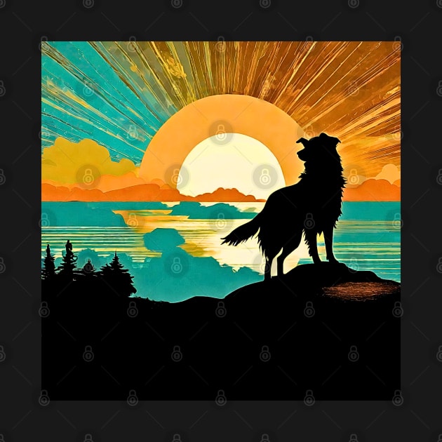 Border Collie Vintage Sunset by Doodle and Things