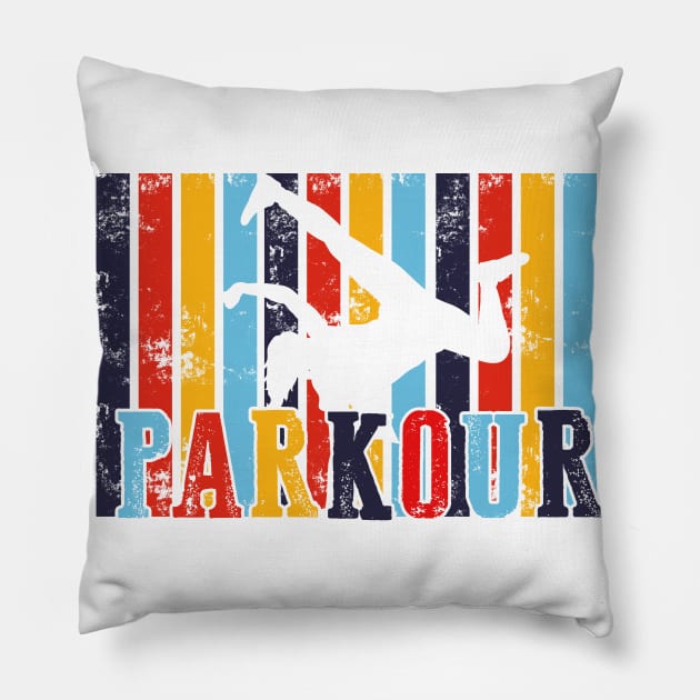 Vintage Distressed Style Parkour Pillow by zellaarts