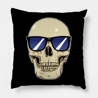 Skull Wearing Sunglasses Blue Lenses Pillow