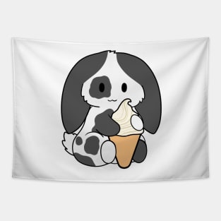 Spotted Black Bunny Ice Cream Tapestry