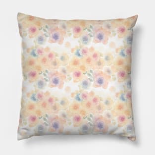 Watercolor Wild Colorful Flowers Background Pillow