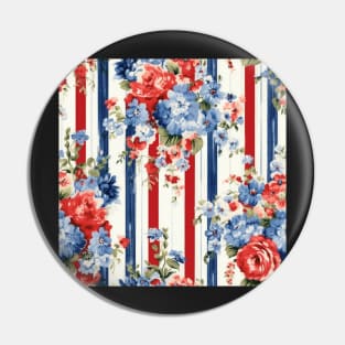 Red White and Blue Patriotic Shabby Floral Pin