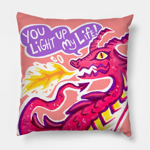 Dragon You Light Up my Life Valentines Pillow by sky665