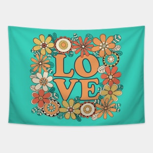 Love Floral Doodle Illustration Tapestry