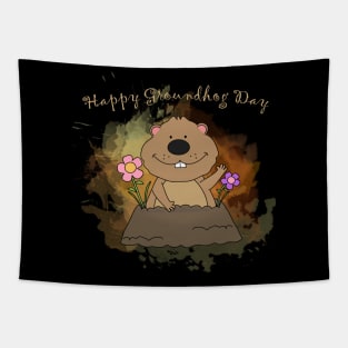 Happy Groundhog Day t-shirt Tapestry