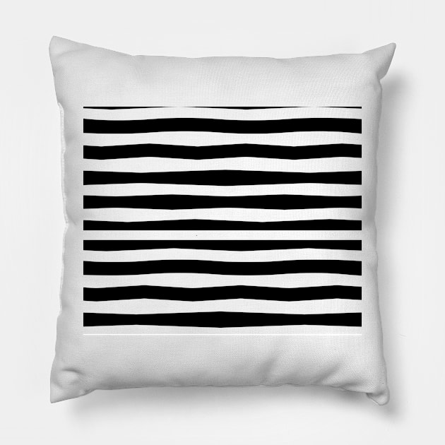 Black and White Simple Stripe Pillow by timegraf