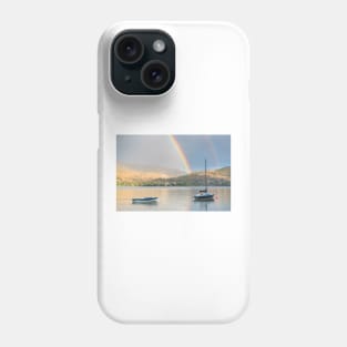 Vibrant Rainbow Over Boats in the Okanagan Valley Phone Case