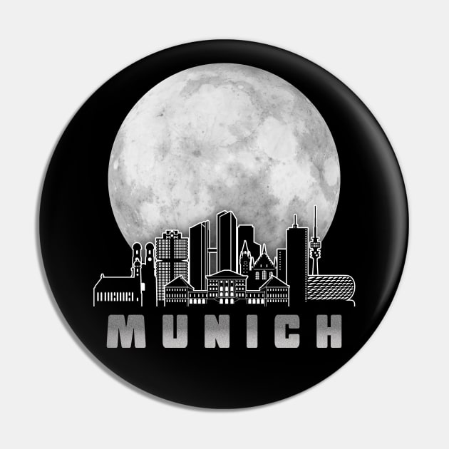 Munich Germany Skyline Full Moon Pin by travel2xplanet