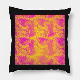 Yellow and Hot Pink Abstract Swirls Pillow