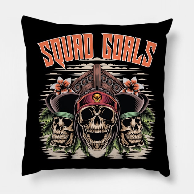 Squad Goals Funny Pirate Lovers Design Pillow by FilsonDesigns